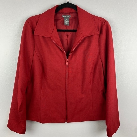 KATE Landry Red Full Zip Collared Long Sleeve Blazer Jacket Size 12 - Picture 2 of 10